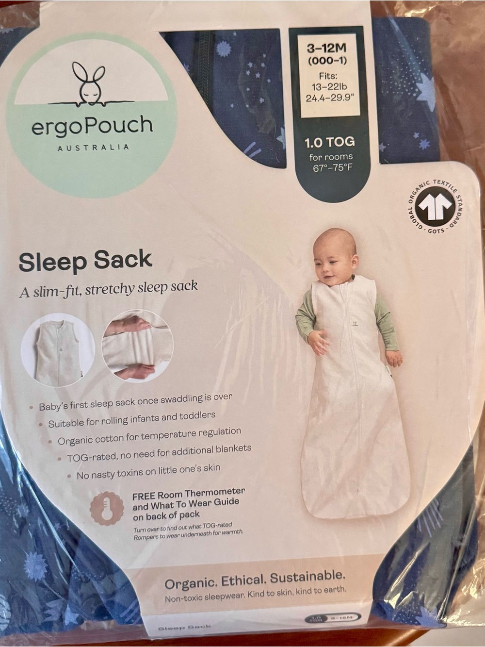 ergoPouch Organic Kids Sleep Sack in Navy Star Print